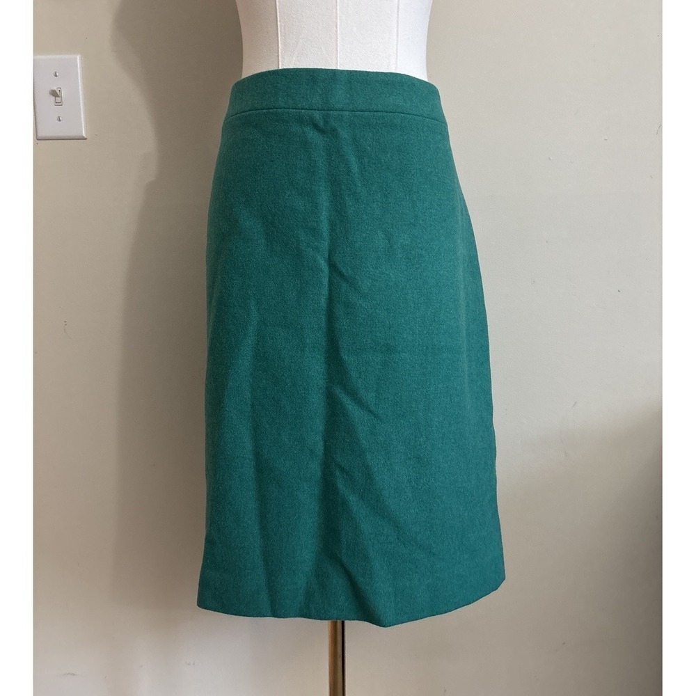 J.Crew The Pencil Skirt No. 2 WOOL Green Lined 8 Medium Career Office Preppy